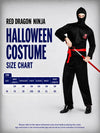 Red Dragon Ninja Adults Halloween Costume Fancy Dress Up