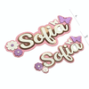 3 Layer Acrylic Name Plaque | Silver White with Multiple Motif