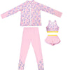 3pcs Pink Flower Power Matching Top,leggings & Jacket style Swimwear set for Pre Teens & Teens. - Little Surprise Box3pcs Pink Flower Power Matching Top,leggings & Jacket style Swimwear set for Pre Teens & Teens.