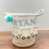Jute Cotton Storage Basket | Choo Choo Train Treasures