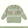 Enchanting Bear Jacquard Sweater - Pistachio Green