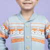 Sunny Fox Jacquard Sweater - Powder Blue & Orange