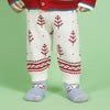 Santa Jacquard Sweater with Lower - Cre & Cherry Red - Set of 2