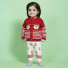 Joyful Reindeer Jacquard Sweater with Lower - Cre & Cherry Red - Set of 2