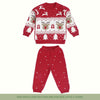 Jaunty Reindeer Jacquard Sweater with Lower - Cherry Red - Set of 2