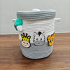 Jute Cotton Storage Basket with Lid | Smoky Safari