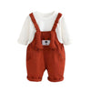 3D Brown Bear Hanging Legs Dungaree With Tshirt