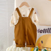 Cream Baseball Bear Dungaree With Tshirt