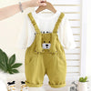 3D Green Bear Hanging Legs Dungaree With Tshirt