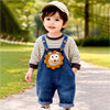 Spongy Lion Dungaree With Grey Stripes T-Shirt