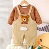 Khakhi Baseball Bear Dungaree With Tshirt