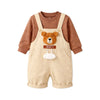 Khakhi Baseball Bear Dungaree With Tshirt