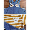 Mustard Madted Dungaree With Stripes T-Shirt