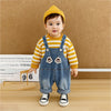 Mustard Madted Dungaree With Stripes T-Shirt