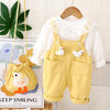 Yellow Duck Dungaree With White Frill T-Shirt