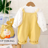 Yellow Duck Dungaree With White Frill T-Shirt