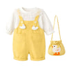 Yellow Duck Dungaree With White Frill T-Shirt
