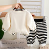 Cream & Black Pocket Bear Fleece Winter Tracksuit