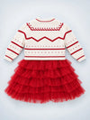 White Strawberry Cardigan & White-Red Ruffle Frock, Winterwear 2 Pcs Set for Girls