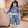 Frills & Bows Denim Jacket With Pants Co-Ord Set