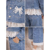 Frills & Bows Denim Jacket With Pants Co-Ord Set