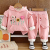 Pink Crochet Floral Frill Fleece Winter Tracksuit
