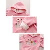 Pink Crochet Floral Frill Fleece Winter Tracksuit