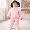 Pink Quilted High Neck Sherpa Winter 2Pcs Set