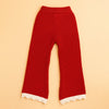 2 Pcs Red 3 Flower Sweater Top & Flare Pant