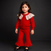 2 Pcs Red Sailor Neck Sweater Top & Flare Pant