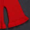 2 Pcs Red Sailor Neck Sweater Top & Flare Pant
