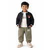 3 Pcs Set | Black Bear Quilted Jacket, T-Shirt & Pants Set