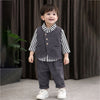 3 Pcs Set | Black Zig Zag Textured Vest, Shirt & Pants