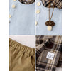3 Pcs Set | Ivory Knit Vest, Checkered Shirt & Pants Set