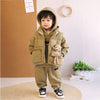 3 Pcs Set | Olive Long Ted Hoodie, Sleeveless Puffer Jacket With Pants