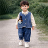 3 Pcs Set | Side Buttoned Denim Vest With Shirt & Matching Denim Pants