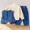 3 Pcs Set | Side Buttoned Denim Vest With Shirt & Matching Denim Pants