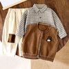 3 Pcs Set | Brown Teddy Vest, Checkered Shirt & Beige Pants