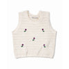 3 Pcs Set | Crochet Cardigan Vest, Maroon Shirt & Navy Frill Pants Partywear