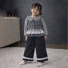 3 Pcs Set | Grey Checkered Frill Vest With Grey Ruffled Top & Pants