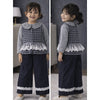 3 Pcs Set | Grey Checkered Frill Vest With Grey Ruffled Top & Pants