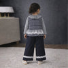 3 Pcs Set | Grey Checkered Frill Vest With Grey Ruffled Top & Pants