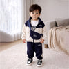 3 Pcs Set | Navy & Cream Tracksuit With And Matching Sling Bag