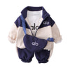 3 Pcs Set | Navy & Cream Tracksuit With And Matching Sling Bag