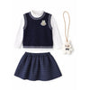 3 Pcs Set | Navy Labu Vest, Frill Inner T-Shirt & Skirt Partywear