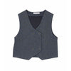 3 Pcs Set | Navy Waistcoat, White Peplum-Style Top & Wide Leg Pants Partwear Set
