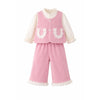 3 Pcs Set | Pink Frill Pocket Vest, Shirt & Matching Pants