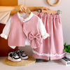 3 Pcs Set | Pink Side Bow Jacket, Shirt & Matching Pants Partywear Set