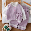 3 Pcs Set | Purple Bow Jacket, Shirt & Matching Pants Partywear Set
