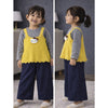 3 Pcs Set | Yellow Cat Top, Grey T-Shirt With Dotted Pants